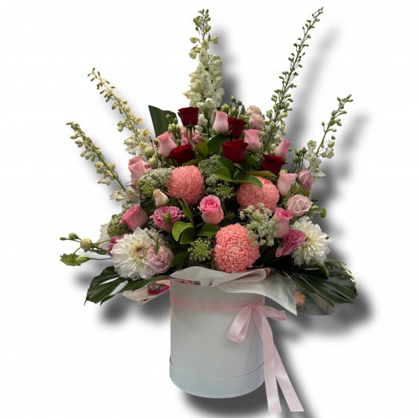 pink and red floral arrangement